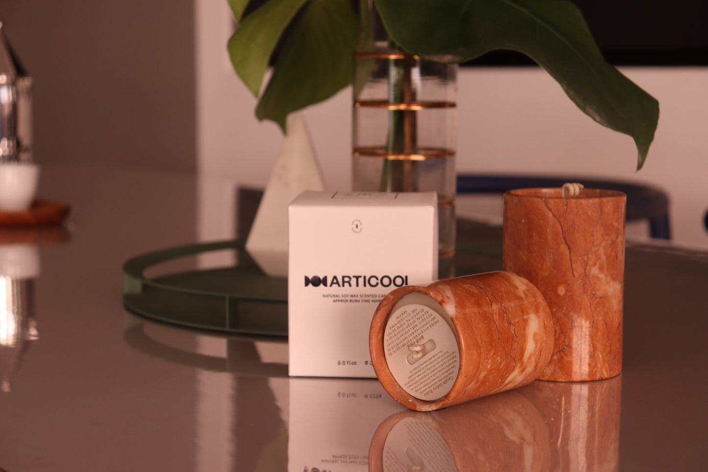 Tea Rose Marble Scented Candle