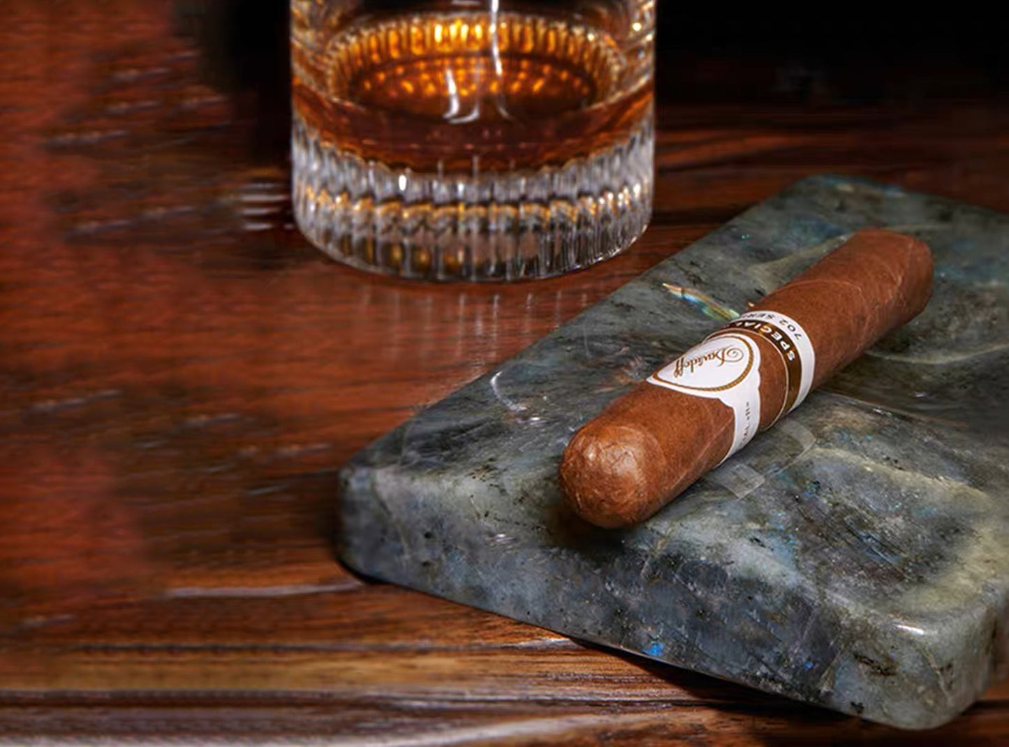 Sunset Boulevard Cigar Ashtray - Labradorite Blue