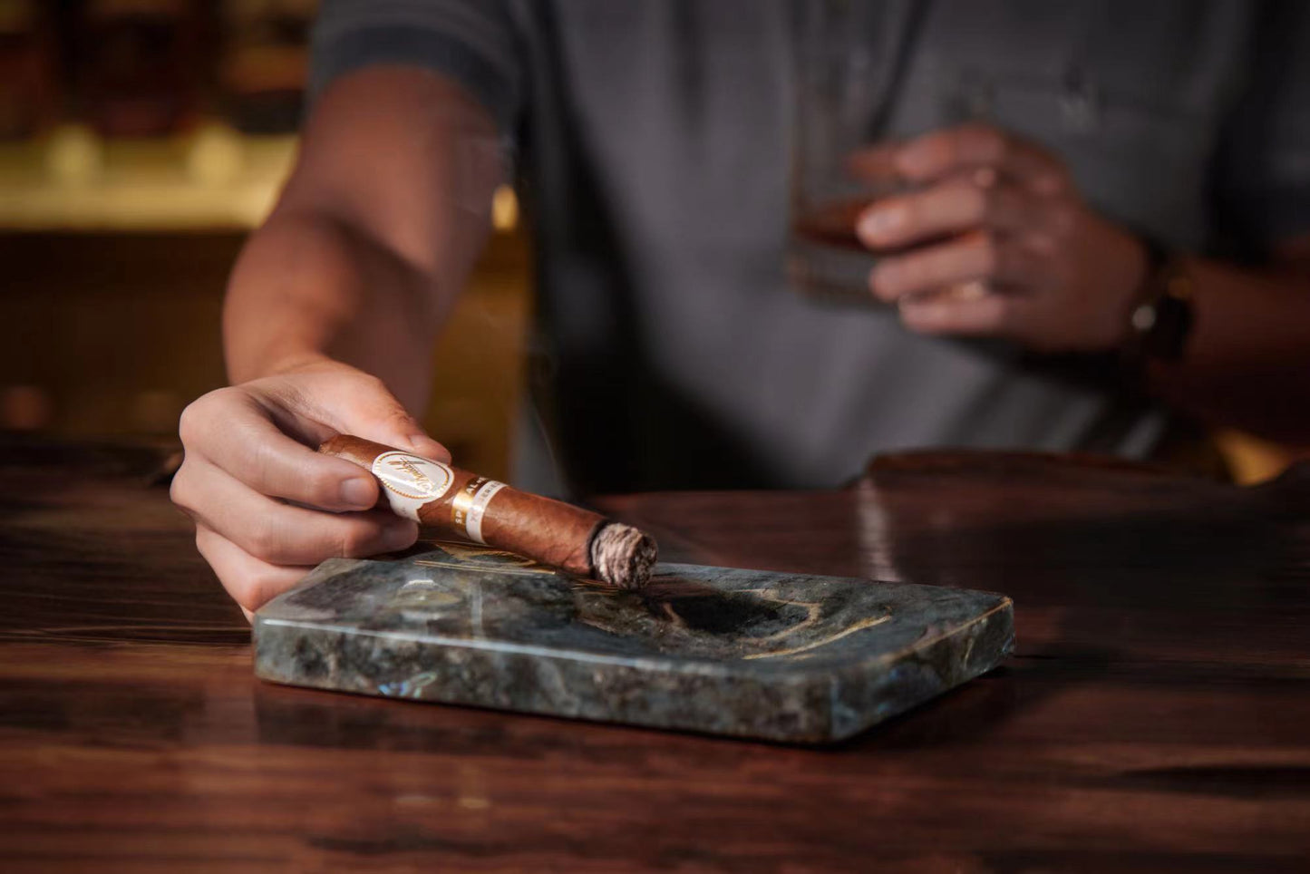 Sunset Boulevard Cigar Ashtray - Labradorite Blue