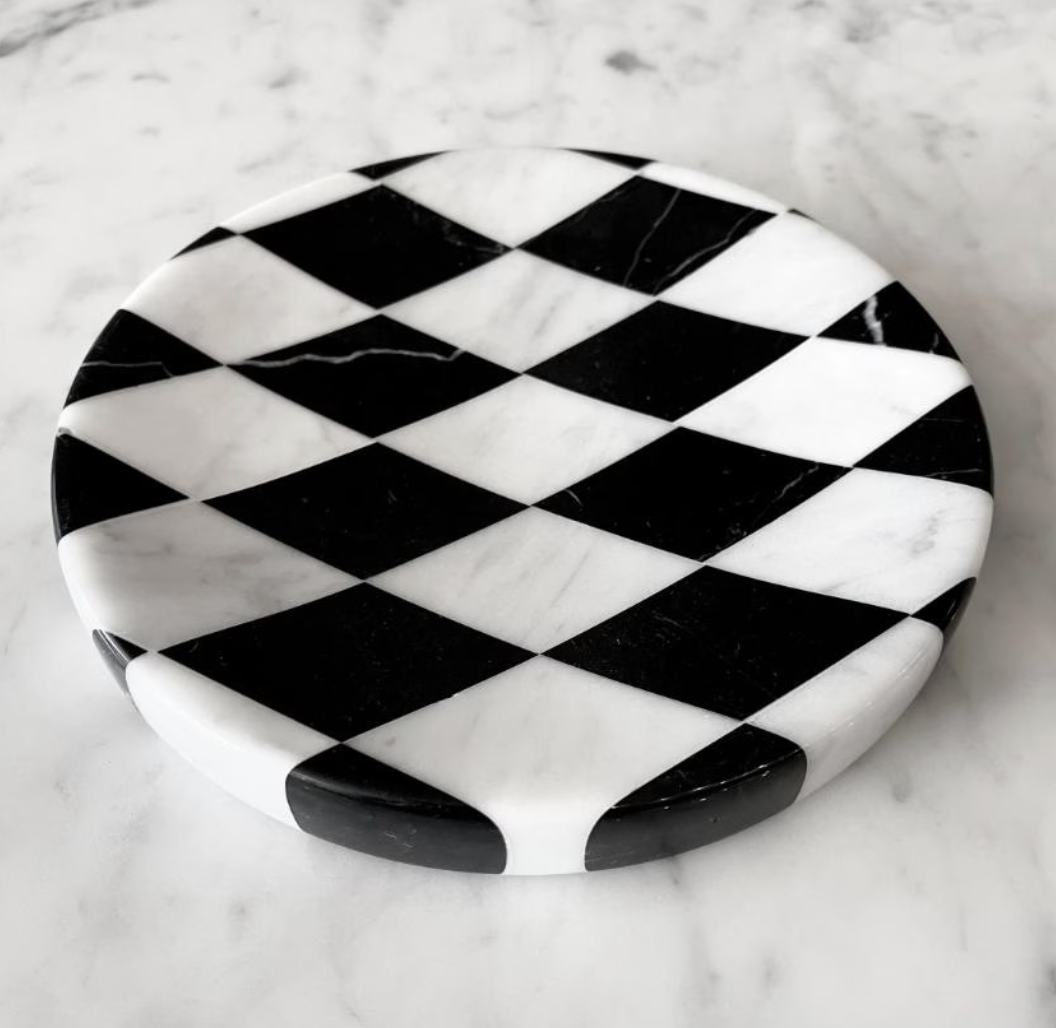 Marble Decorative Checkered Tray, Marble Plate