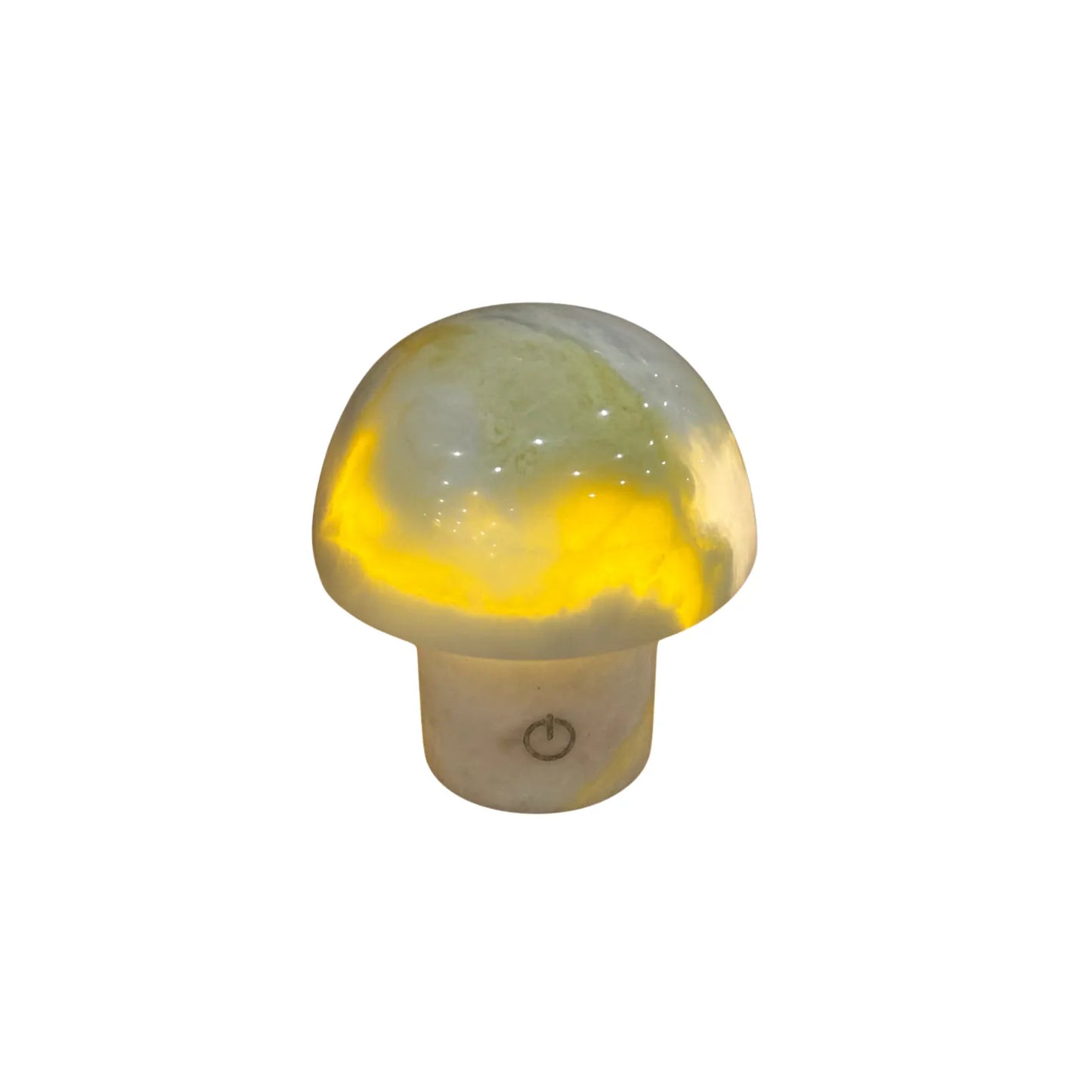 Green Onyx Mushroom Lamp – Natural Stone Night Light | Luxury Bedside Ambient Lamp Decor