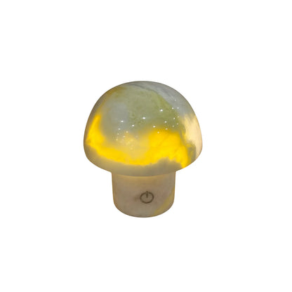 Green Onyx Mushroom Lamp – Natural Stone Night Light | Luxury Bedside Ambient Lamp Decor