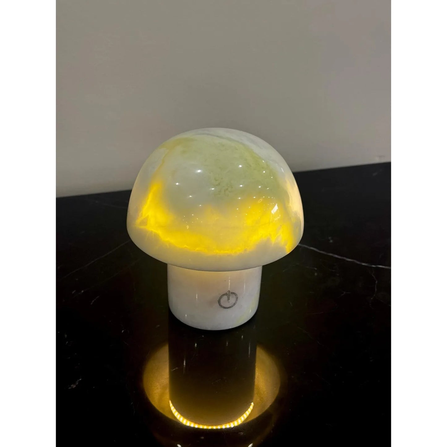 Green Onyx Mushroom Lamp – Natural Stone Night Light | Luxury Bedside Ambient Lamp Decor