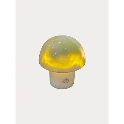 Green Onyx Mushroom Lamp – Natural Stone Night Light | Luxury Bedside Ambient Lamp Decor