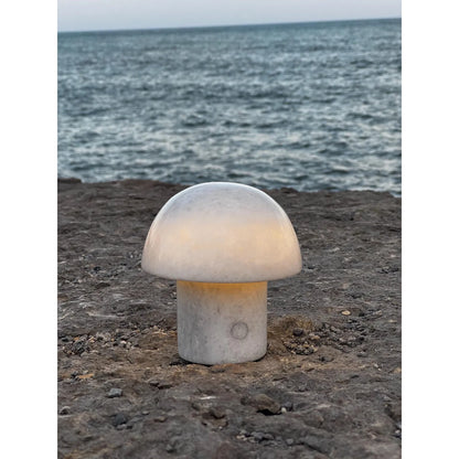 Cloudy White Mushroom Night Light Virgo zodiac stone lamp beside sea