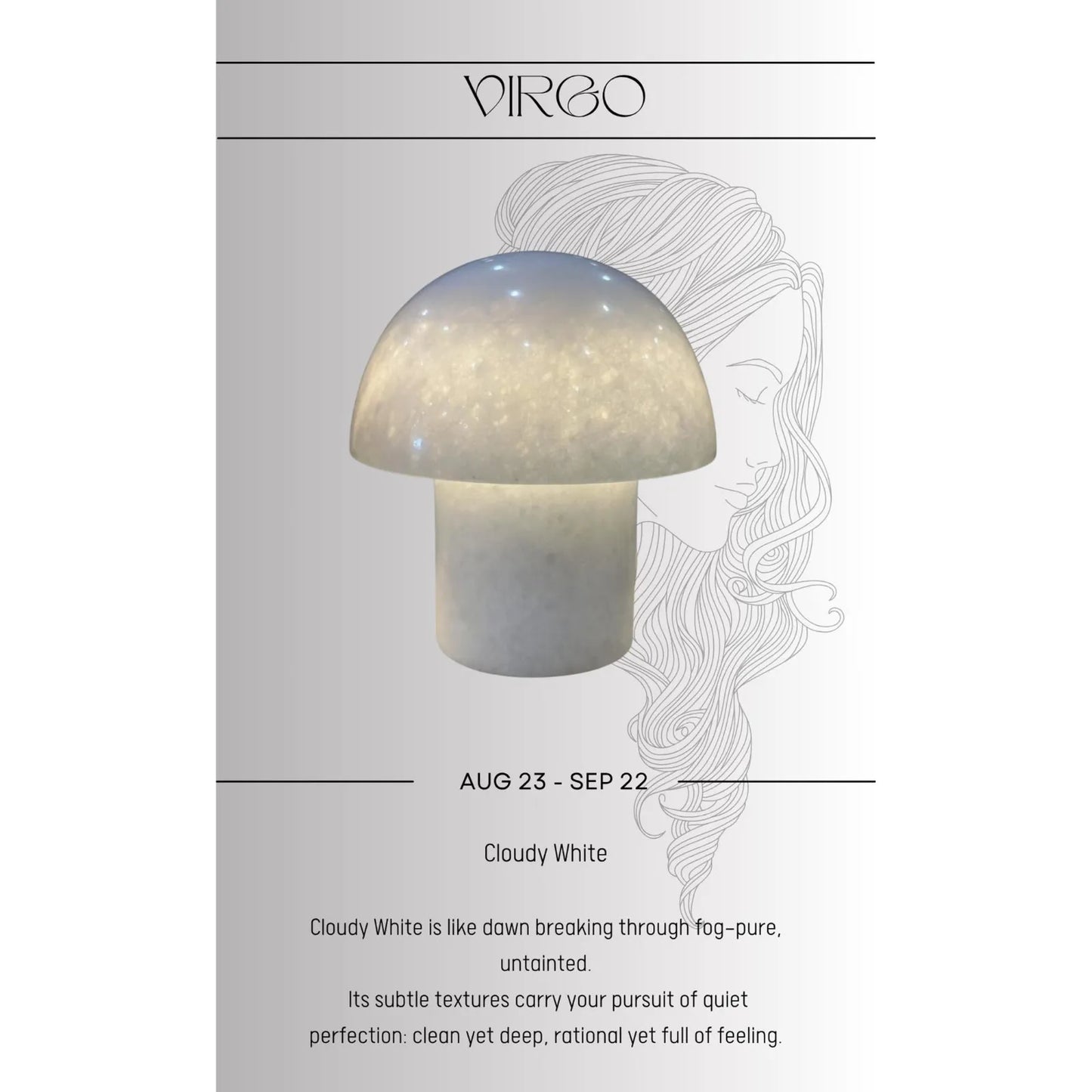 Cloudy White Mushroom Night Light Virgo zodiac stone lamp function zodiac