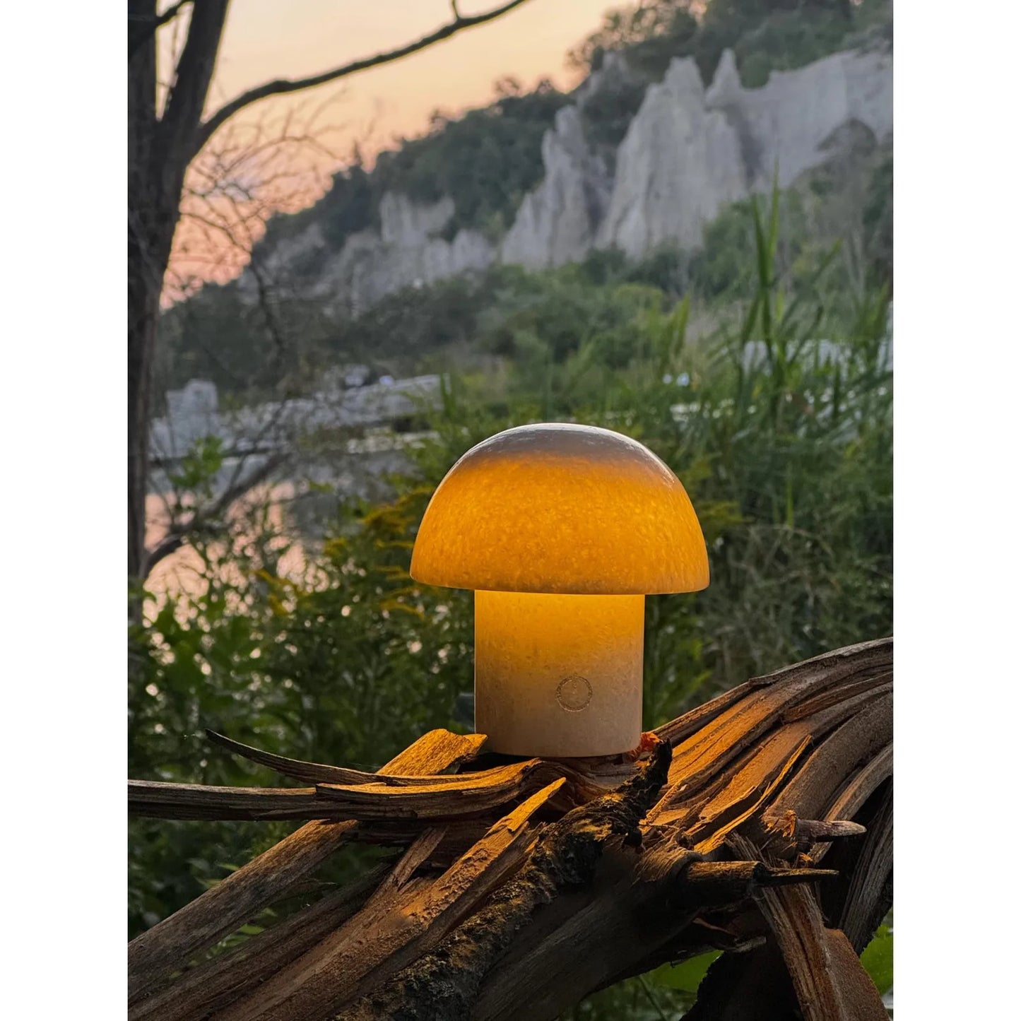 Cloudy White Mushroom Night Light Virgo zodiac stone lamp sunset