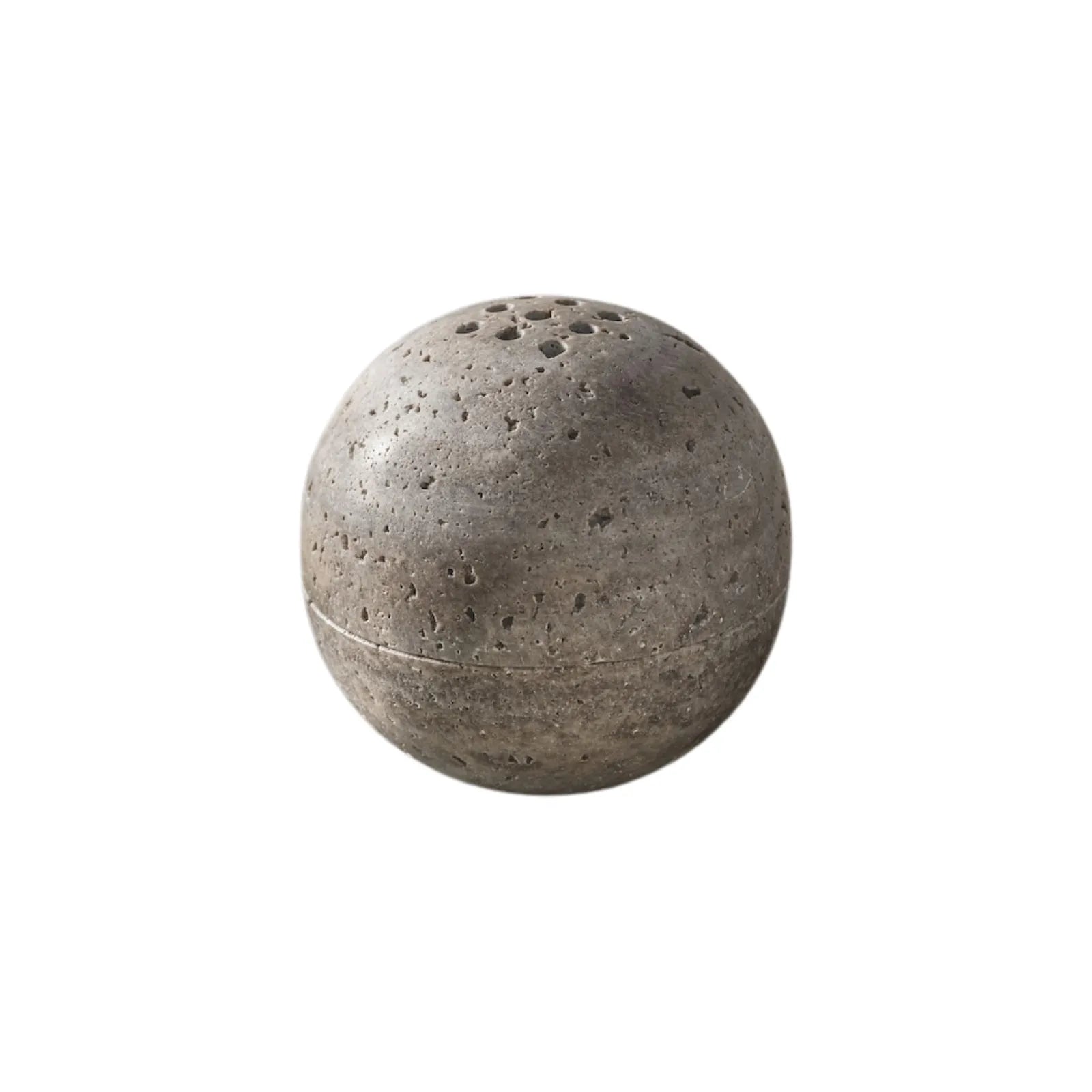 Grey travertine sphere incense burner handcrafted from natural stone, modern minimalist incense holder for home decor and aromatherapy cover