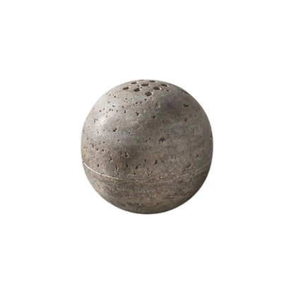 Grey travertine sphere incense burner handcrafted from natural stone, modern minimalist incense holder for home decor and aromatherapy cover