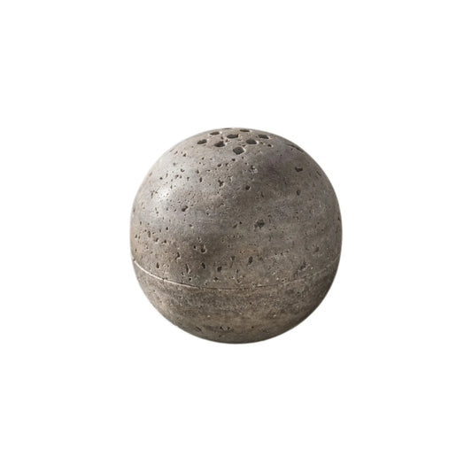 Grey travertine sphere incense burner handcrafted from natural stone, modern minimalist incense holder for home decor and aromatherapy cover