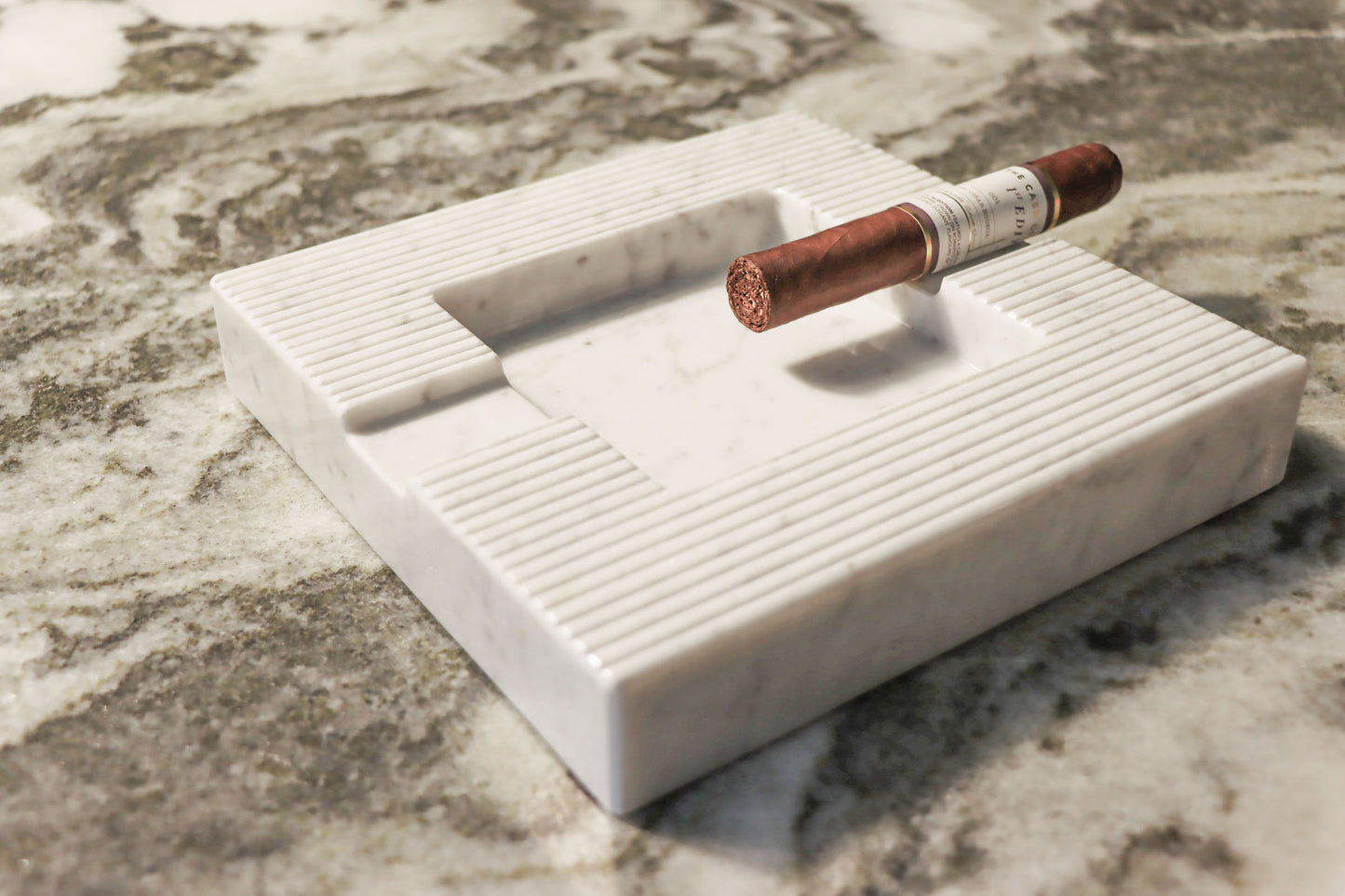 Marble Cigar Ashtray - Carrara