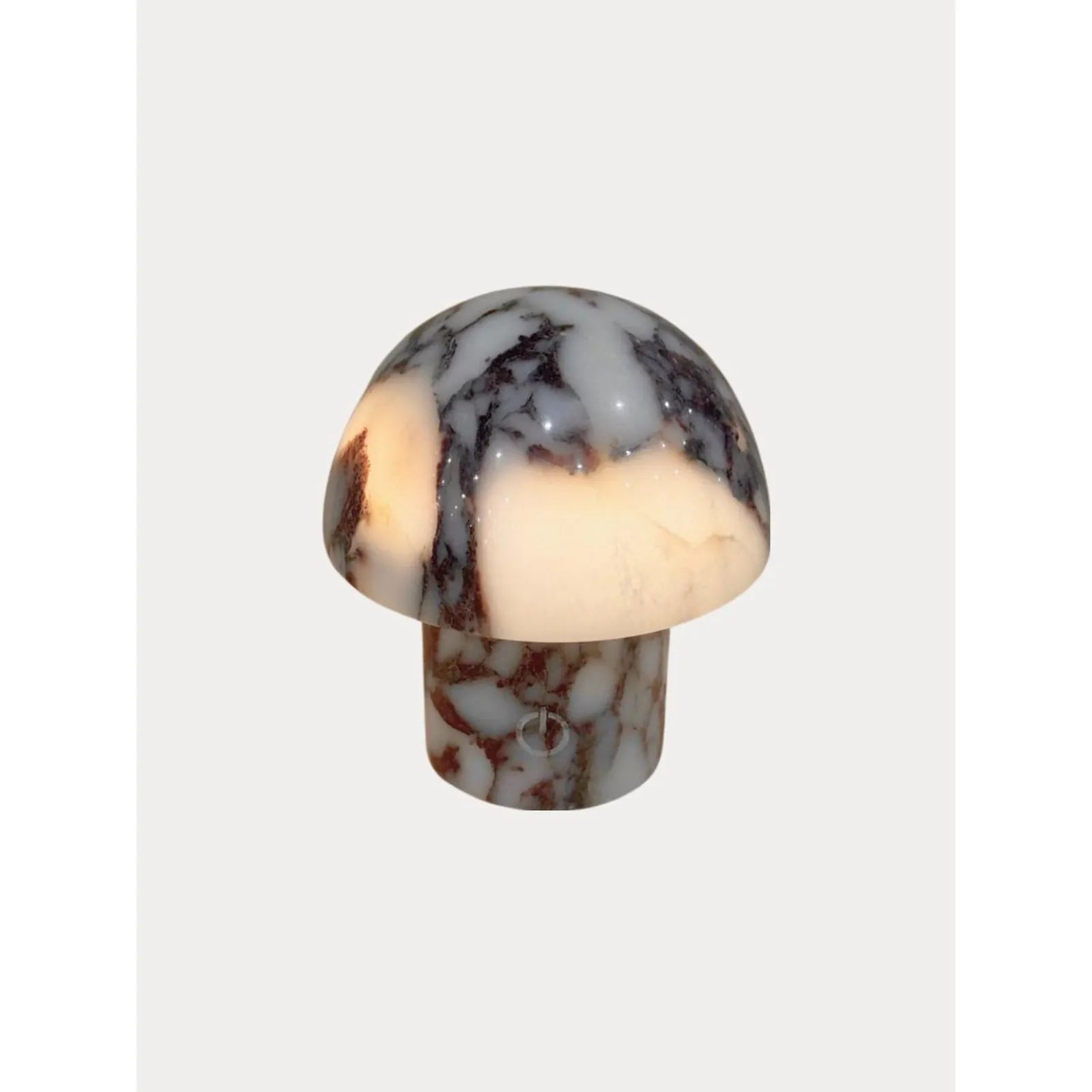 calacatta viola marble mushroom lamp with purple veining
