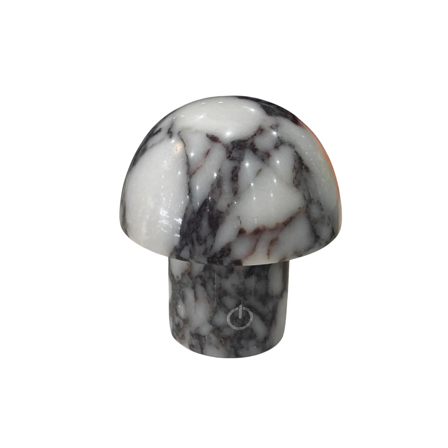 calacatta viola marble mushroom lamp with purple veining cover