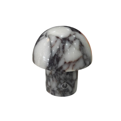 calacatta viola marble mushroom lamp with purple veining cover