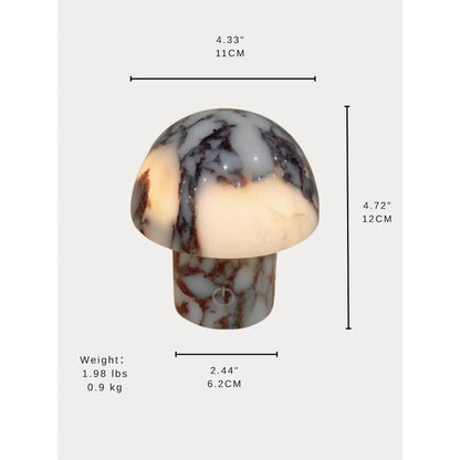 calacatta viola marble mushroom lamp with purple veining size
