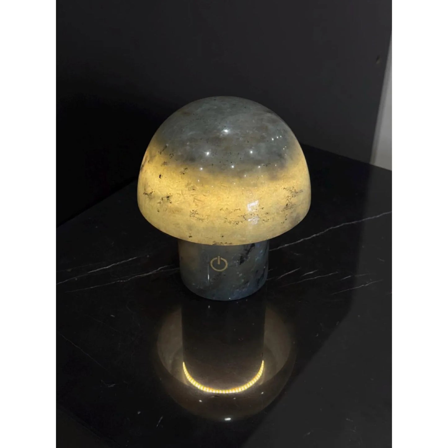 luxury natural stone bedside lamp blue jade on balck desk