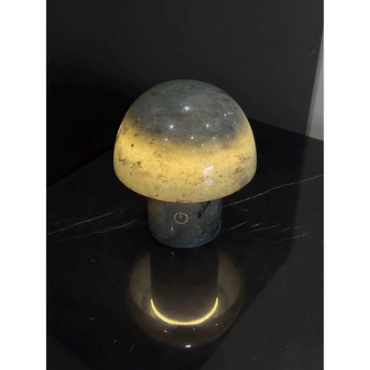 luxury natural stone bedside lamp blue jade on balck desk