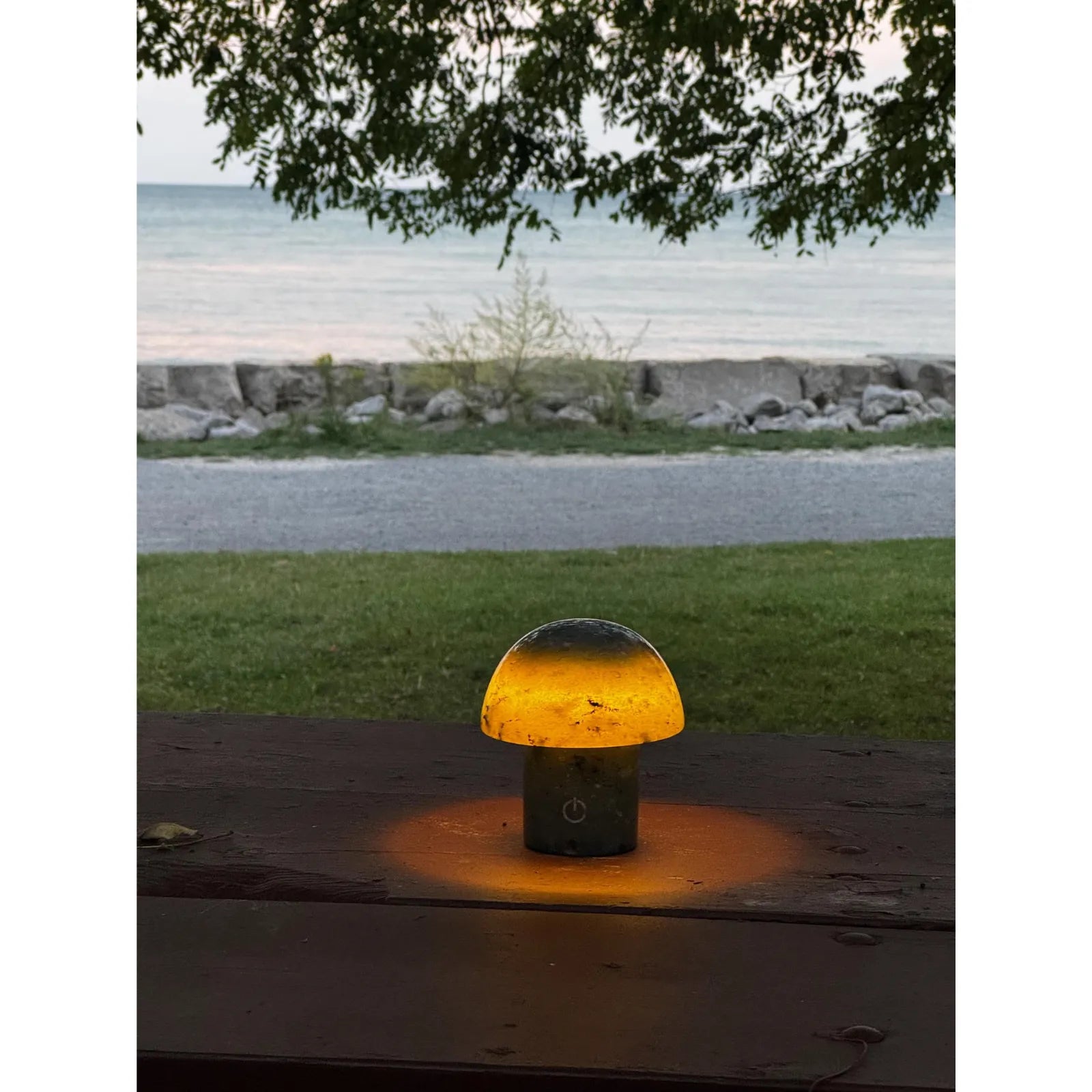 luxury natural stone bedside lamp blue jade outside beside lake