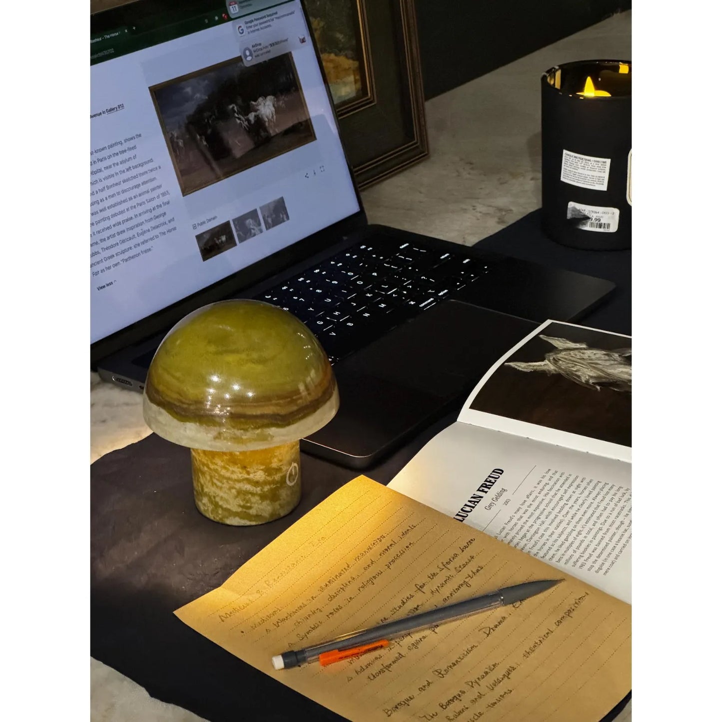 natural stone bedside light made from genuine green marble on desk