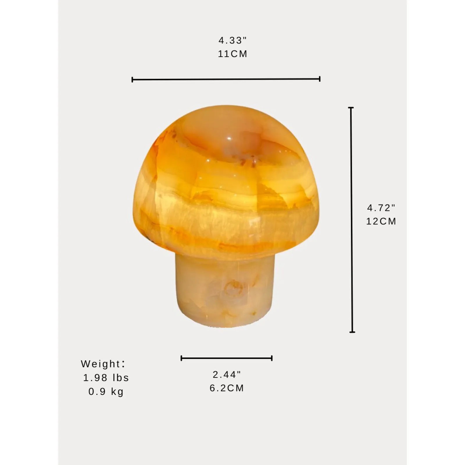 tiger jade mushroom night light taurus zodiac lamp_Size