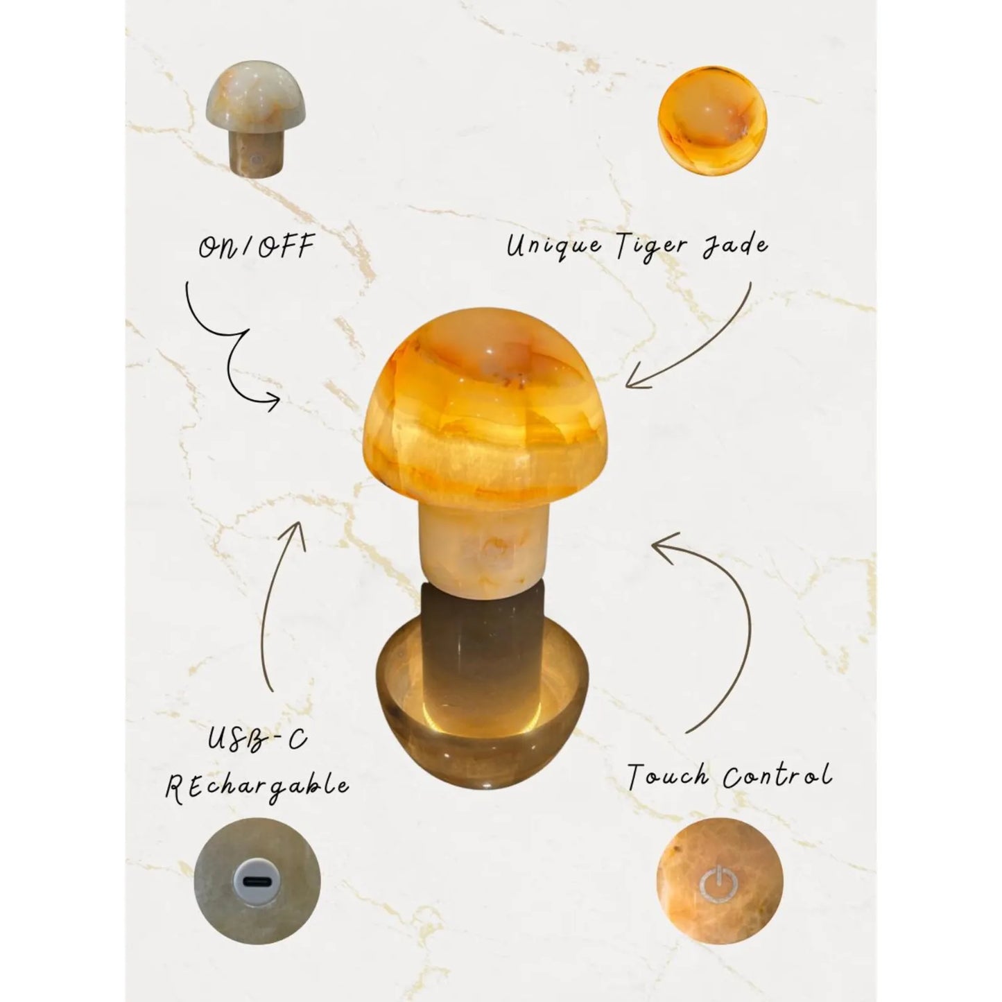 tiger jade mushroom night light taurus zodiac lamp_function